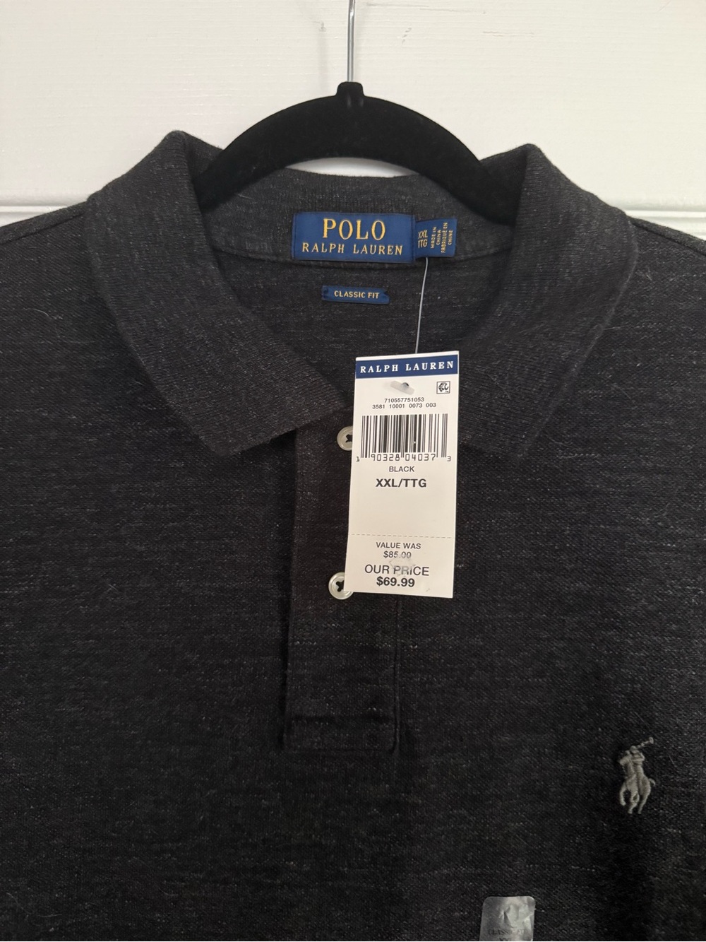 Polo by Ralph Lauren Heathered Black Classic Fit Polo